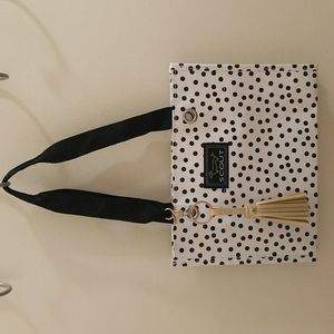 Scout white and black polka dot bag